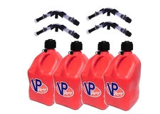 VP Racing 4 Pack Red Square 5 Gallon Fuel Jugs + Hose, Hose Bender