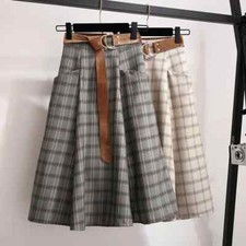 Gonna Midi A-Line A Righe Retro Da Donna In Varianti Calde Con Cintura E Tasche