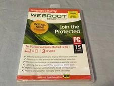 SEALED WEBROOT Secure Anywhere Internet Security PC, MAC and Mobile Android IOS