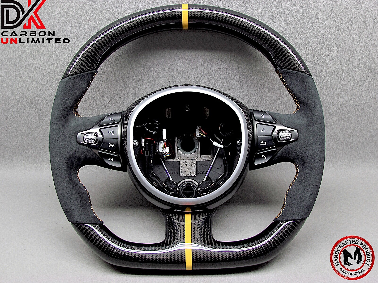 Aston Martin DBS Vantage DB11 Alcantara 8mm Yellow Ring Carbon Steering Wheel v4