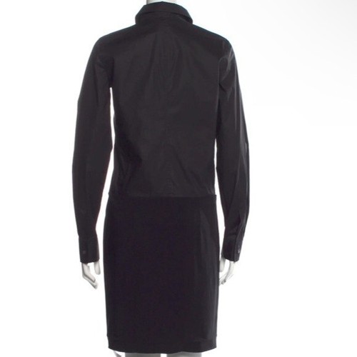 Theory black colorblock half button down long sleeve career shirt dress size 10 - Picture 6 of 16