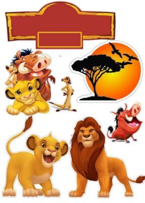 Essbar Simba Löwe  Fabel A4 Tortenaufleger Torte Tortenbild Zuckerbild+ TEXT