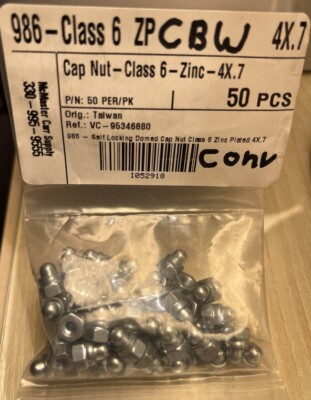 NEW Bag Of 50-McMaster Carr Supply - Cap Nut-Class 6-Zinc Plated 4x .7