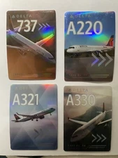 LOT of 4, Delta Air Lines Pilot Trading Cards Airbus A220 A321 A330 737