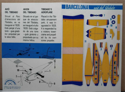 La Ciutat de Paper (Barcelona) ''AVION DEL TIBIDABO '' Papiermodell / Kartonmodell