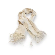 White Reboso Type Tassell Scarf
