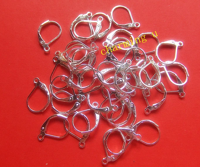 20pz ganci orecchini in ottone monachella chiusa color argento 10x15mm