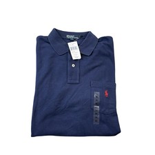 Polo Ralph Lauren Navy Blue Red Pony Mesh Cotton Polo Shirt VTG XL NWT