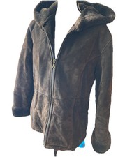 Vintage MARVIN RICHARDS Brown Suede Leather Sherpa Lined Zip Jacket L