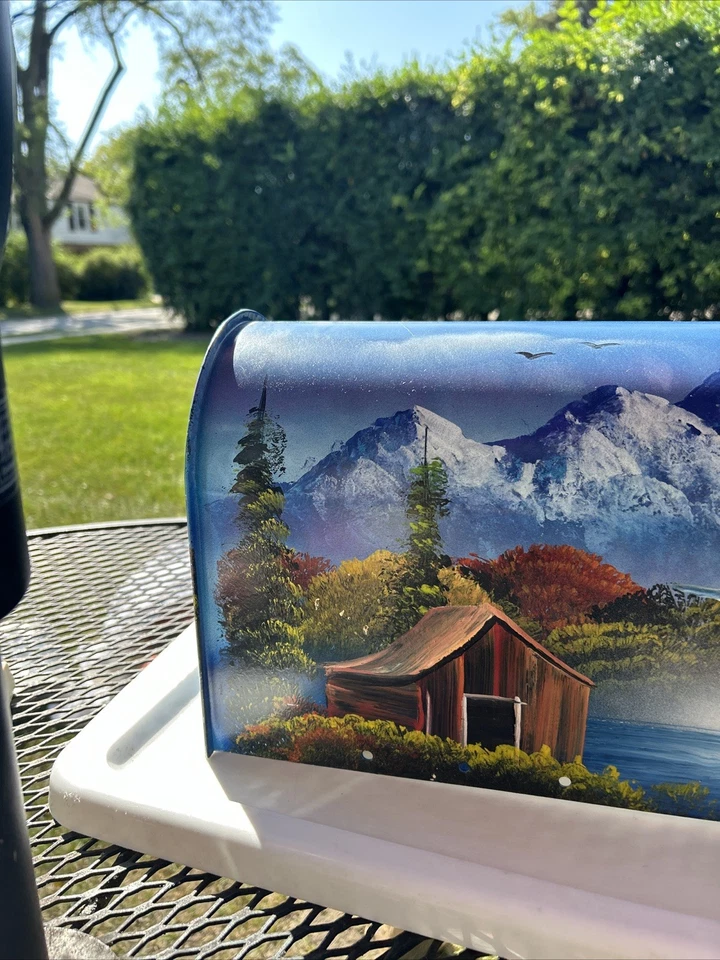 Custom Hand Painted Scenic Eagle Scenery Mailbox Artist Signed - Image 4 of 4
