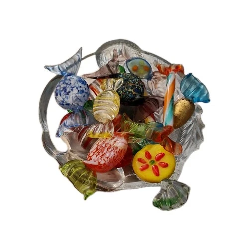 Vintage Art Glass Murano Style Candy Hand Blown 12 Crystal Candies Handmade