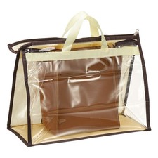 Clear Dust Bags for Handbags Storage Protector with Zipper Handle, M, Beige