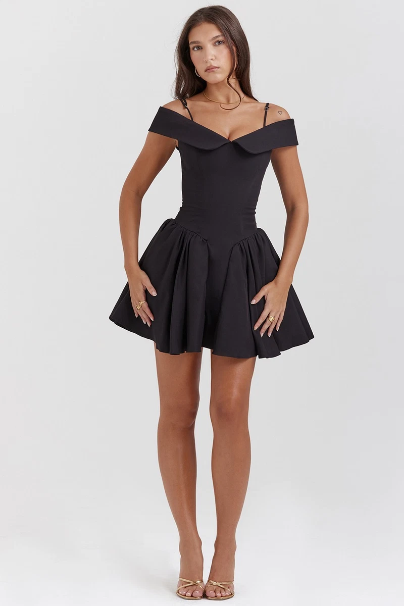 pleated black mini dress Satin Bow Back Pleated Skirt Mini Dress