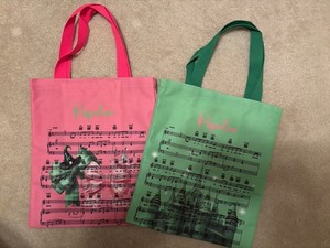 Wicked Glinda & Elphaba Tote Bag Set “Popular” Sheet Music Tote Bags Green Pink