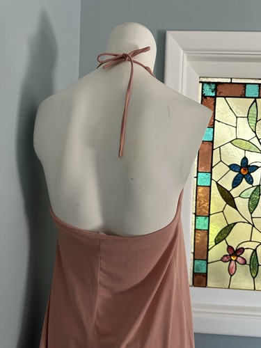 J. Crew Blush Halter Neck Midi Dress Petite Medium Open Back Adjustable Tie - Picture 2 of 7