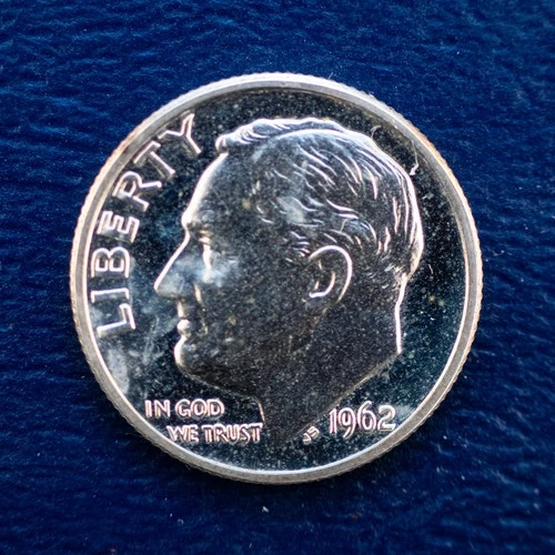 1962 Proof Roosevelt Silver Dime, Some Milky Spots, Late Proof Ten Cents E37