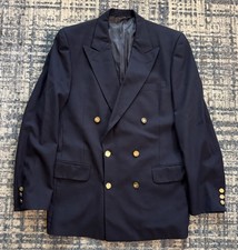 Vintage Burberrys Blazer Men  s 42 Navy Blue Double Breasted Wool Gold Button 90s