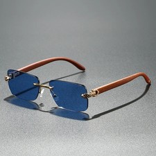 Rectangular Rimless Sunglasses UV400 Lenses Metal Frame Casual Unisex Glasses