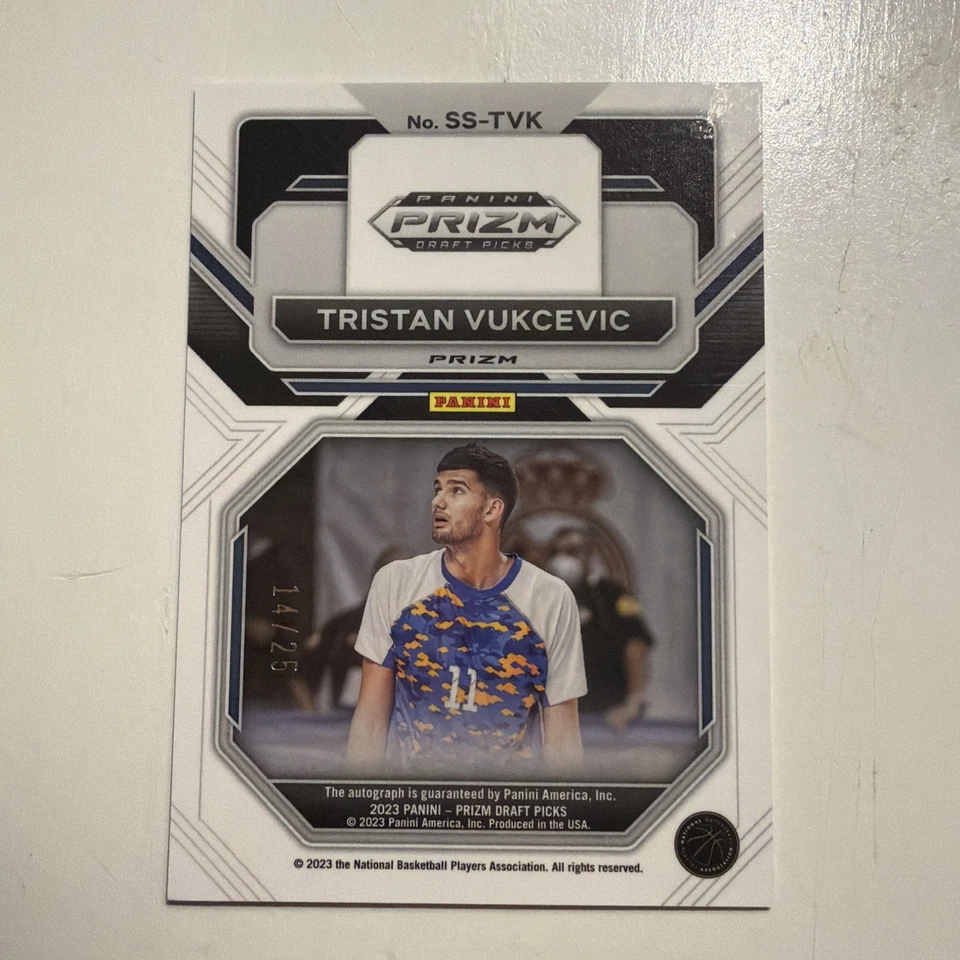 23-24 Panini Prizm Draft Picks Green Tristan Vukcevic RC Auto /25 🔥 - Image 2 of 2
