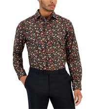 bar III Mens Floral Button Down Dress Shirt, Multicoloured, Small