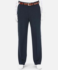 Haggar Men's Blue Classic-Fit Premium Stretch Flat-Front Suit Pants Size 32W 32L
