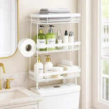 Over The Toilet Storage Shelf 3 Tier Bathroom Organizer Rack No-Drill