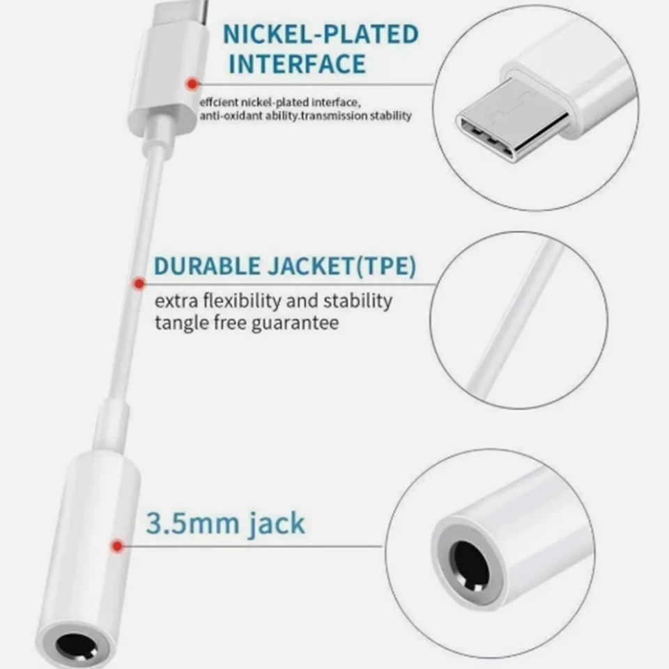 For Apple iPhone 15 Po Max 15 Plus USB C to 3.5mm Aux Headphones Adapter Cable - Image 3 of 4