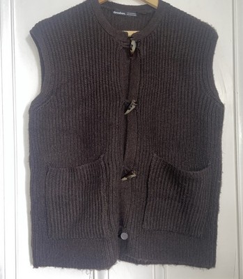 Knitted Brown Waistcoat By Threadbare Toggle fastening  Recycled Yarns 10 BNWT