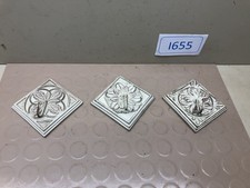 Lot of 3 Vintage Look Square Deco Wall Hook Ornate Victorian Whitewash Hooks