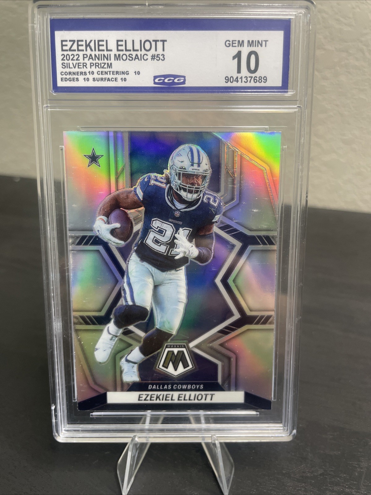 2022 Panini Mosaic Genesis Mosaic Silver Prizm #53 Ezekiel Elliott GEM MINT 10💎