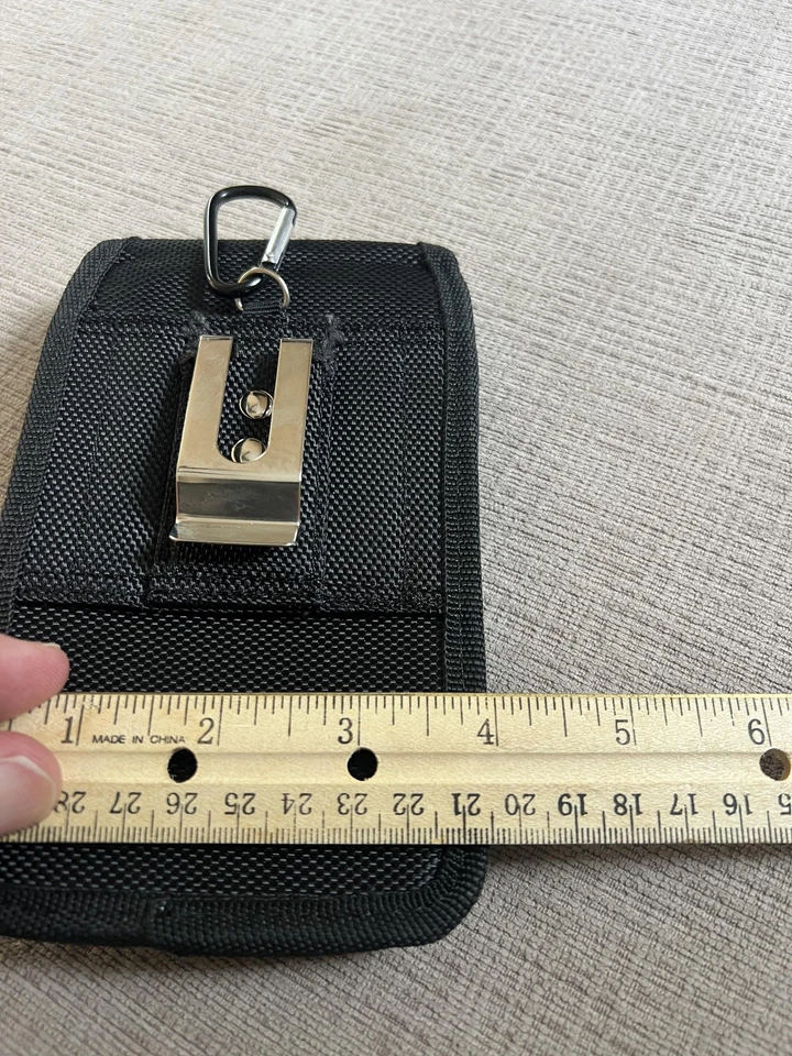 Miztech Black Nylon Belt Clip Phone Pouch Holster w/ Buckle Carabiner EDC Gear - Image 3 of 4