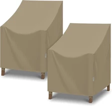 SunPatio Outdoor Dining Chair Covers 2 Pack 27" W x 29" D x 35" H, Taupe 