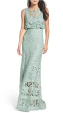 Tadashi Shoji Ariana Lace Banded Waist Gown Formal Dress Frosted Jade 4P