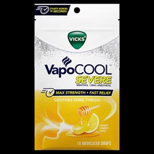 Vicks® VapoCOOL™ SEVERE Honey Lemon Chill Medicated Drops 18 ct