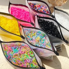 500 Pc Pink Black Small Hair Tie Elastic Ponytail Holder Braid Rubber Band Women
