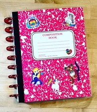 BRIGHT PINK Composition Book w Stickers Cover Set 4 use w/ HAPPY Planner~