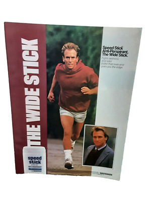 1987 Mennen Speed Stick The Wide Stick Print Ad Vintage 80s