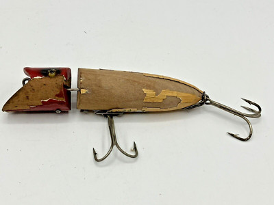 Vintage Heddon Jointed Wooden Zig Wag Glass Eyed Fishing Vintage Heddon Jointed Wooden Zig Wag Glass Eyed Fishing