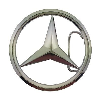 Mercedes Benz Car Belt Buckle Silver Metal Men Spinning Costume German Vehicle