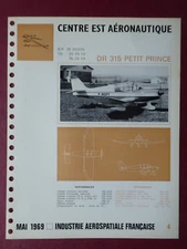 DOCUMENT 1969 CENTRE EST AERONAUTIQUE PETIT PRINCE DR-315 F-WOFT AIRCRAFT AVION