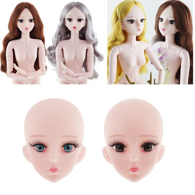 Normal Skin 1//4 Jointed Dolls BJD Doll Mold Sculpture with 4D Blue Eyes DIY