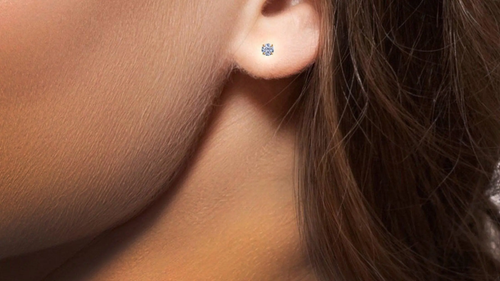 ADIRFINE 10K Solid Gold Round Brilliant Cut Cubic Zirconia Studs Earrings - Picture 5 of 17