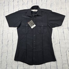 Elbeco WOMENS SZ 14.5 TexTrop2 Short Sleeve Zip Button Front Shirt Black Z3314N