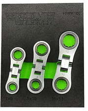 VIM Tools FPRW100 3 Piece Nano Flex Ratcheting Wrench Set