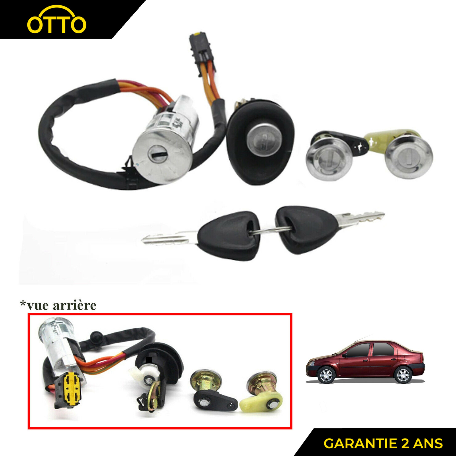 Kit Neiman Logan LS mécanique barillet de porte avant et fermeture de coffre arrière 25212348