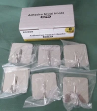 6 pcs Docrok Towel Holder Wall Mounted Bathroom Self Adhesive Hooks