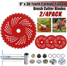 4Pack 9"x 36 Teeth Carbide Tipped Blade kit for Brush Cutter Trimmer Weed Eater