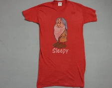 Vintage Disney Sleepy Shirt Womens Small Red USA Made Graphic Single Stitch