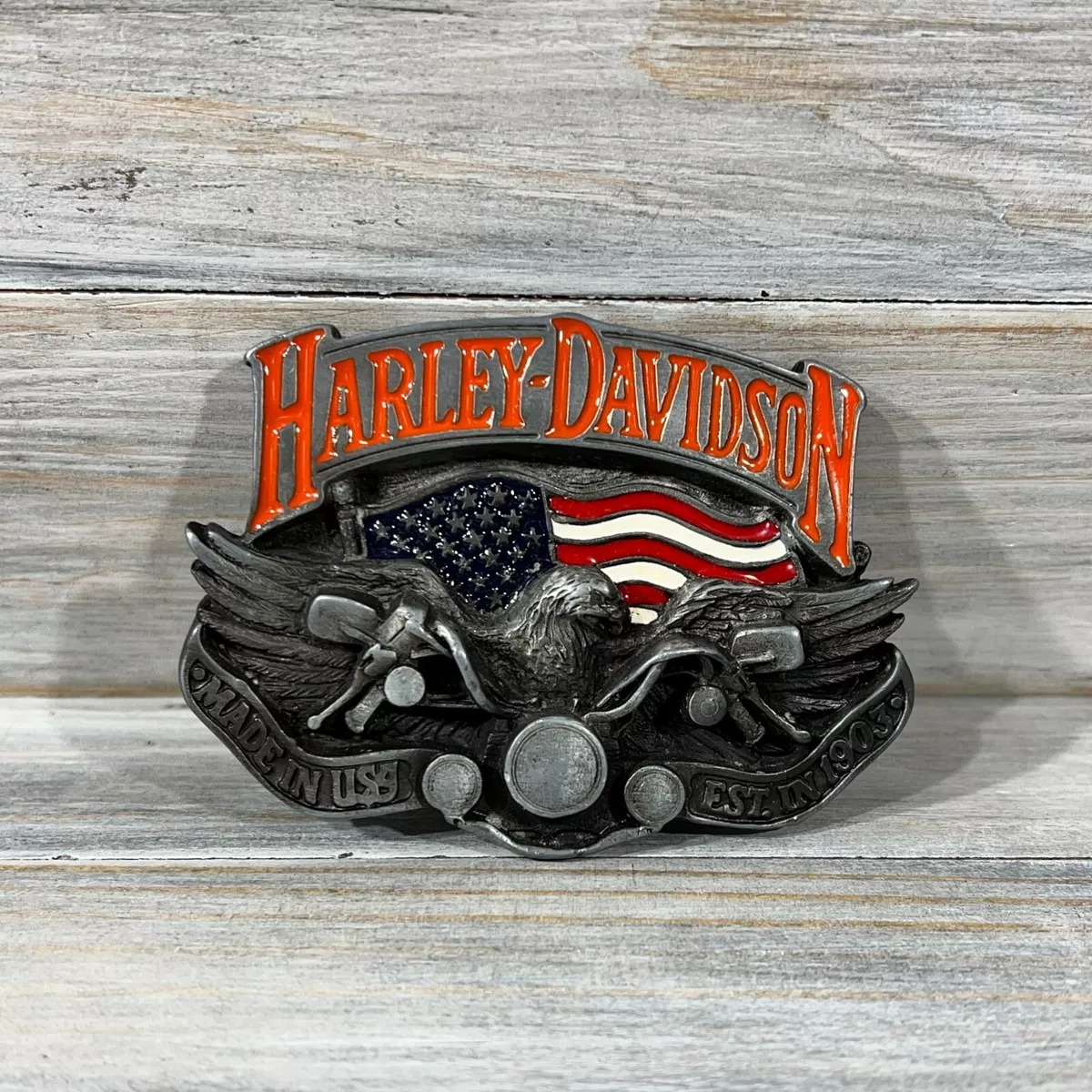 Harley Davidson H402 Mens Vintage Belt Buckle Made In USA Motorcycle Style