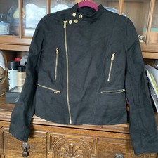 Ralph Lauren Women s Black Aysemetrical Zipper Jacket/Blazer Gold Accents Size 4